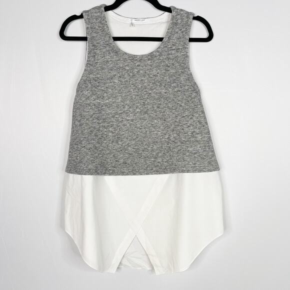 Derek Lam 10 Crosby Large L Gray White Wool Cotton Tiered Layered Tank Top Split - Picture 1 of 9